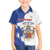 Personalised Saint-Domingue Family Matching Puletasi and Hawaiian Shirt Coat Of Arms Grunge Style