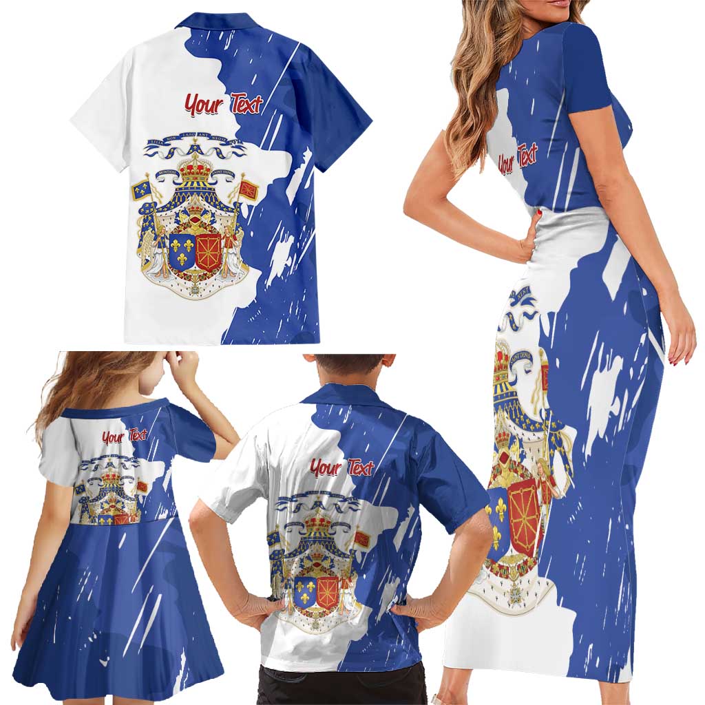 Personalised Saint-Domingue Family Matching Short Sleeve Bodycon Dress and Hawaiian Shirt Coat Of Arms Grunge Style