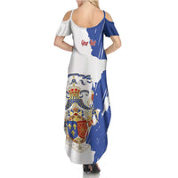 Personalised Saint-Domingue Family Matching Summer Maxi Dress and Hawaiian Shirt Coat Of Arms Grunge Style