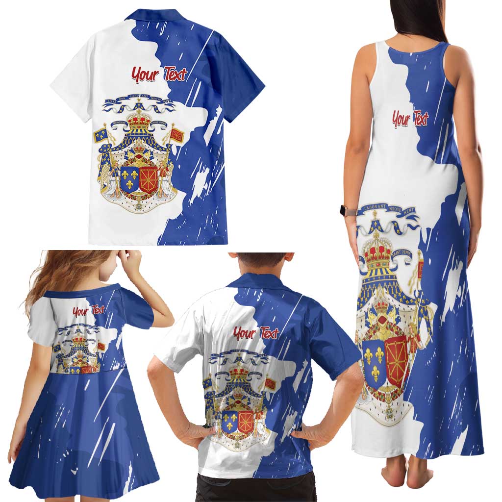 Personalised Saint-Domingue Family Matching Tank Maxi Dress and Hawaiian Shirt Coat Of Arms Grunge Style