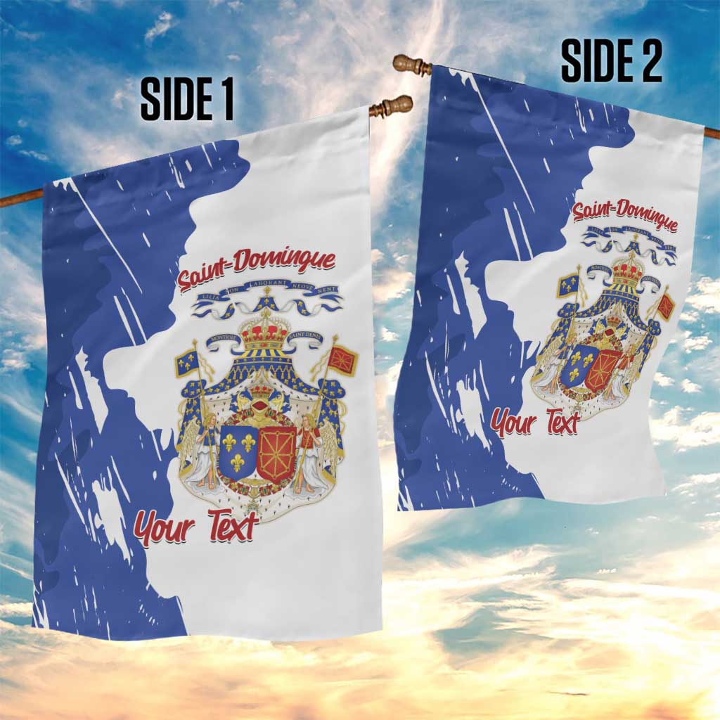 Personalised Saint-Domingue Garden Flag Coat Of Arms Grunge Style