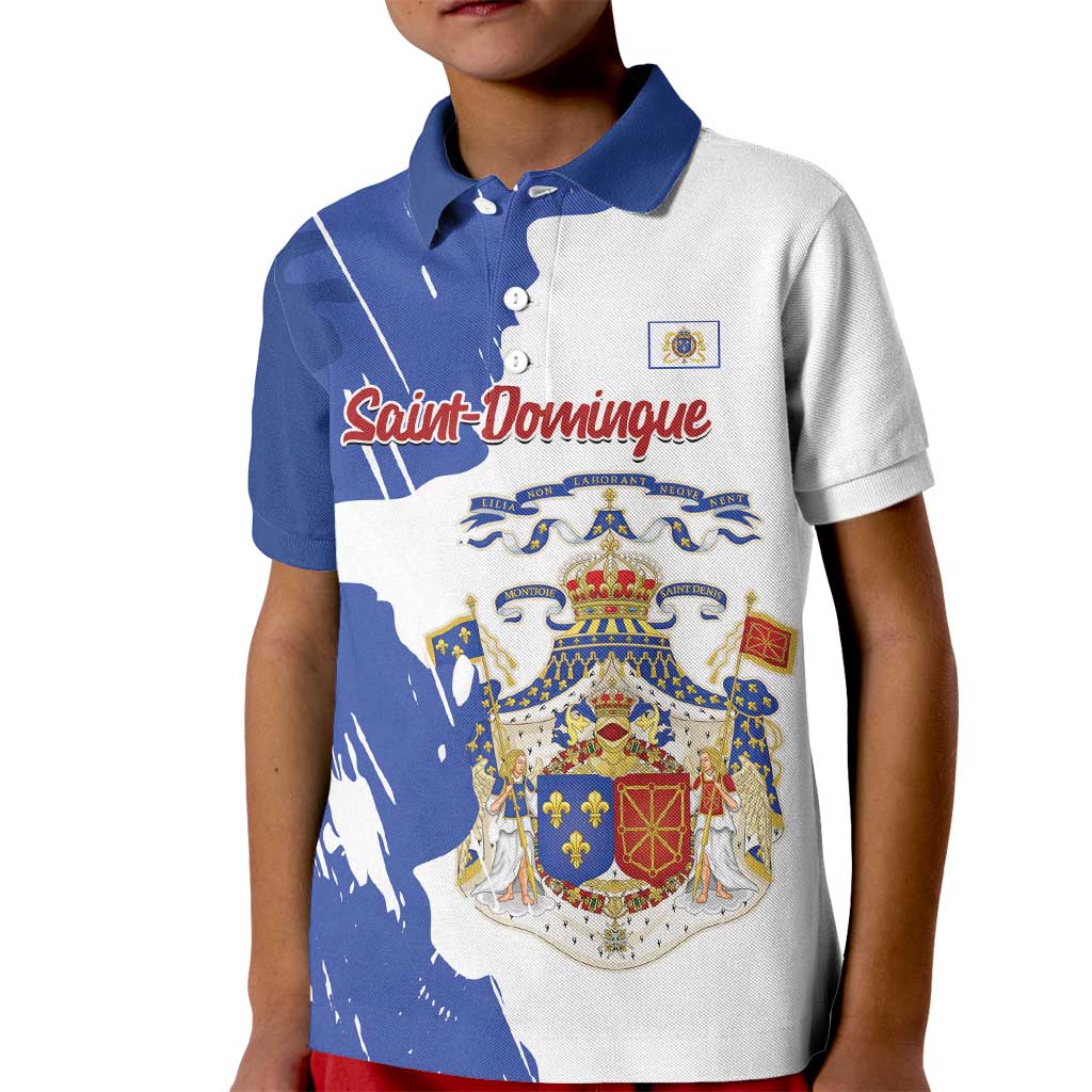 Personalised Saint-Domingue Kid Polo Shirt Coat Of Arms Grunge Style