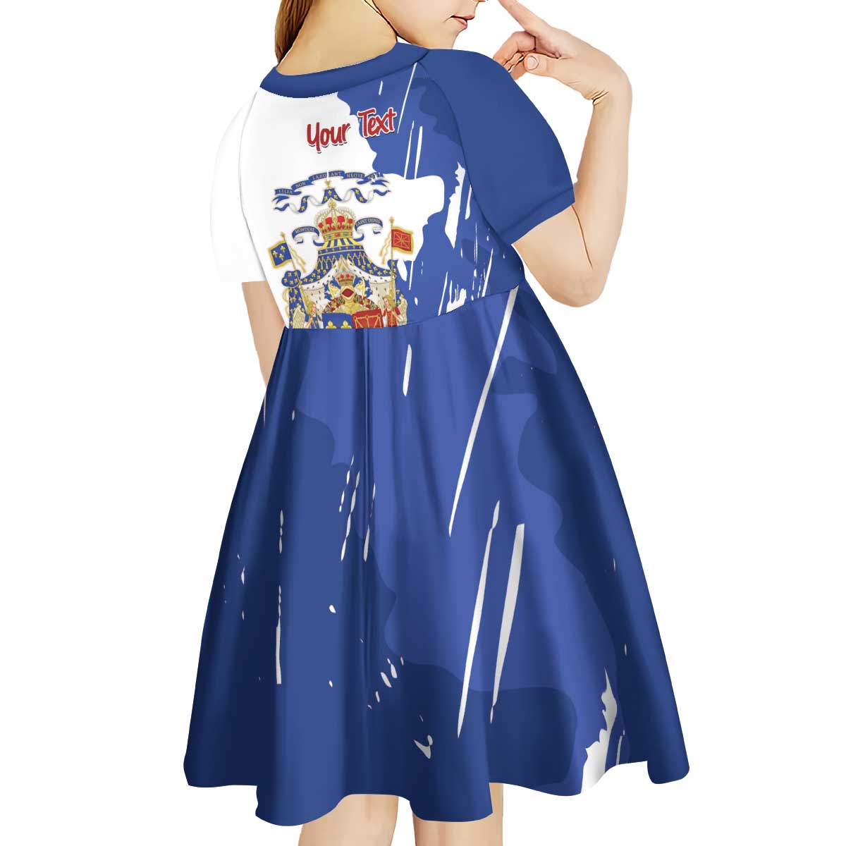 Personalised Saint-Domingue Kid Short Sleeve Dress Coat Of Arms Grunge Style