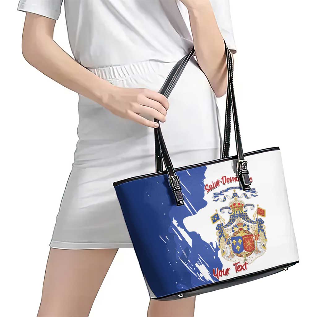 Personalised Saint-Domingue Leather Tote Bag Coat Of Arms Grunge Style