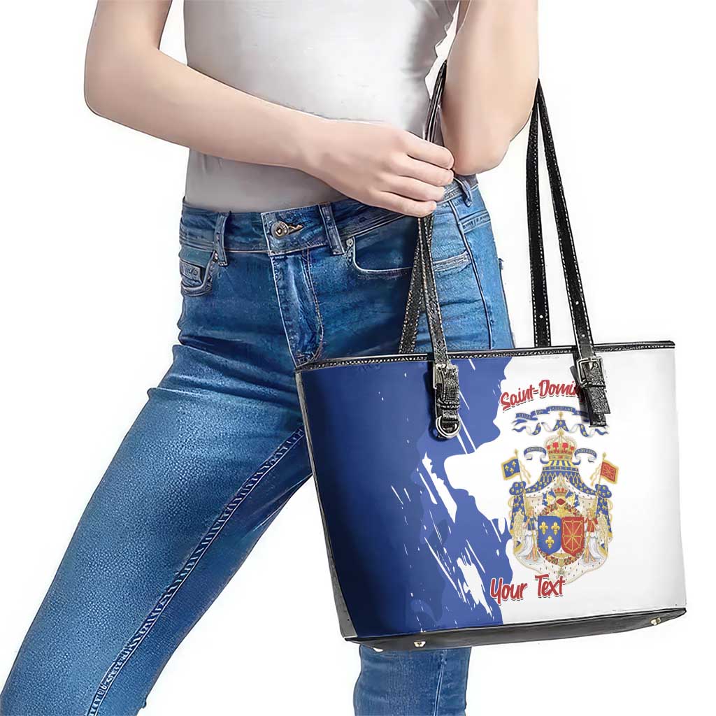 Personalised Saint-Domingue Leather Tote Bag Coat Of Arms Grunge Style