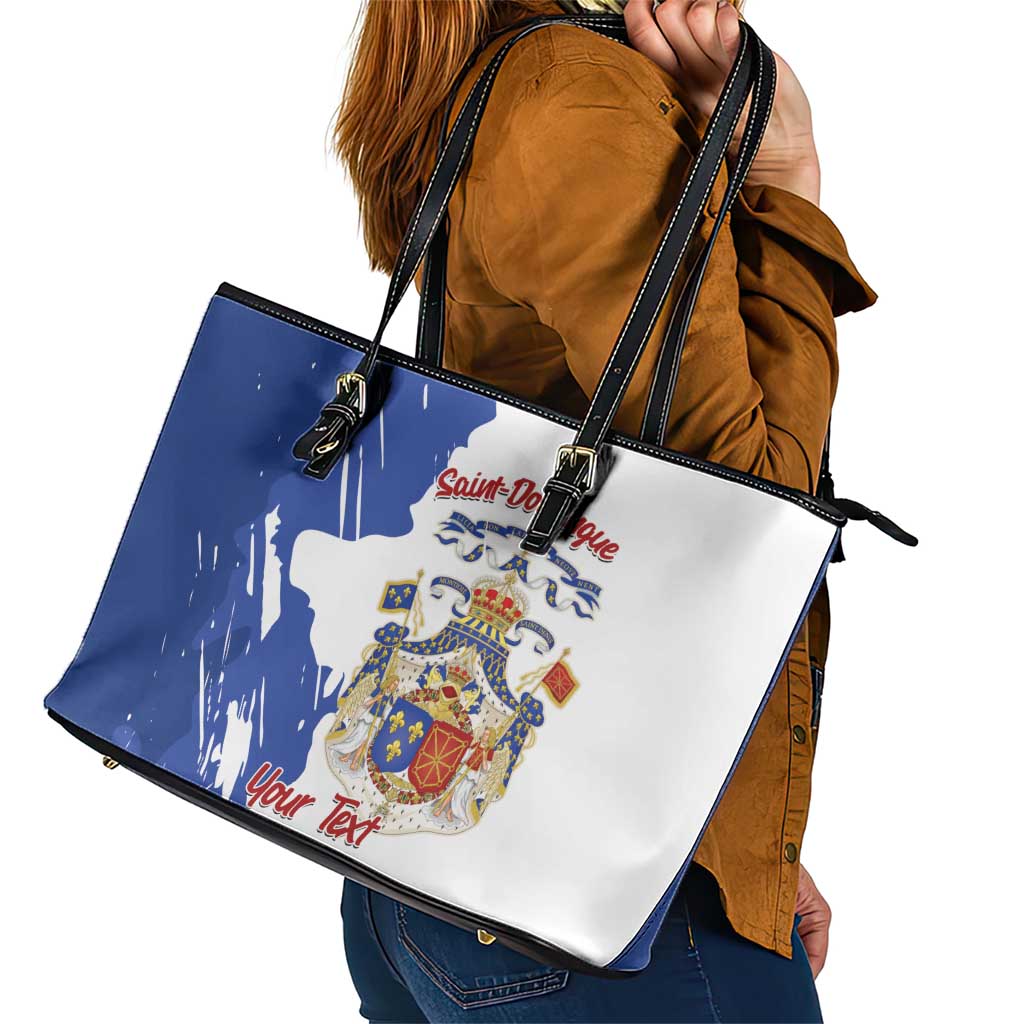 Personalised Saint-Domingue Leather Tote Bag Coat Of Arms Grunge Style