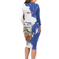 Personalised Saint-Domingue Long Sleeve Bodycon Dress Coat Of Arms Grunge Style