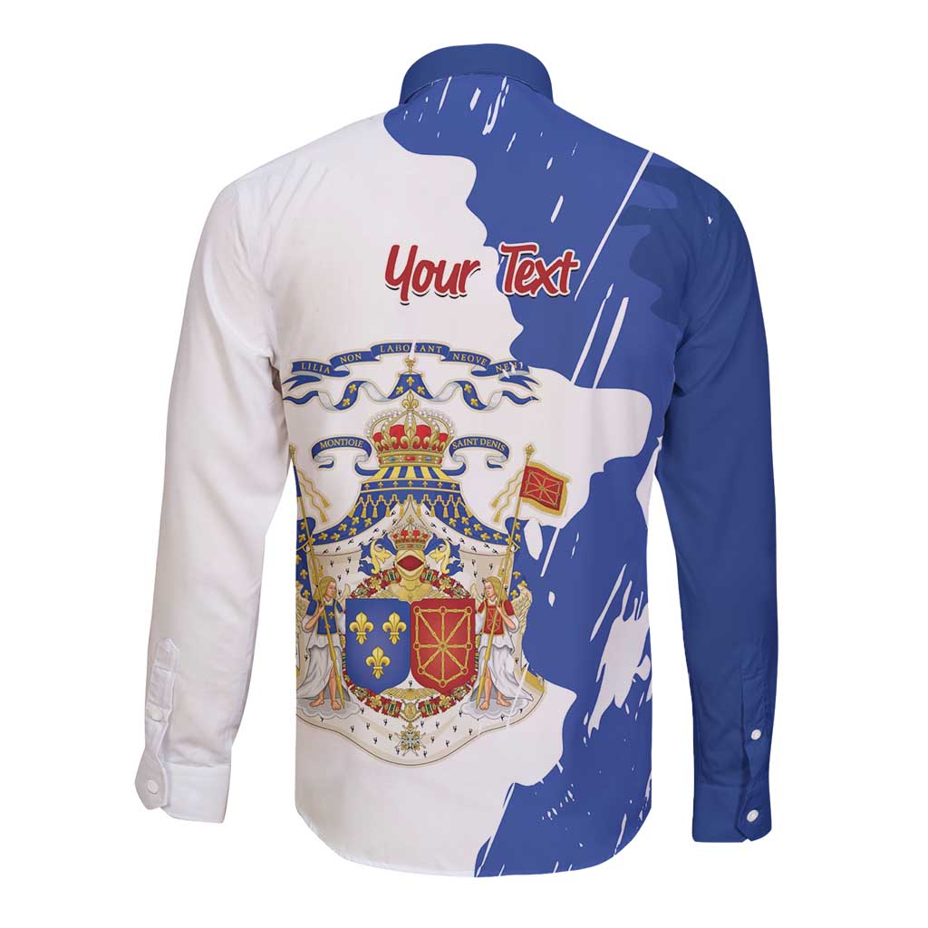 Personalised Saint-Domingue Long Sleeve Button Shirt Coat Of Arms Grunge Style