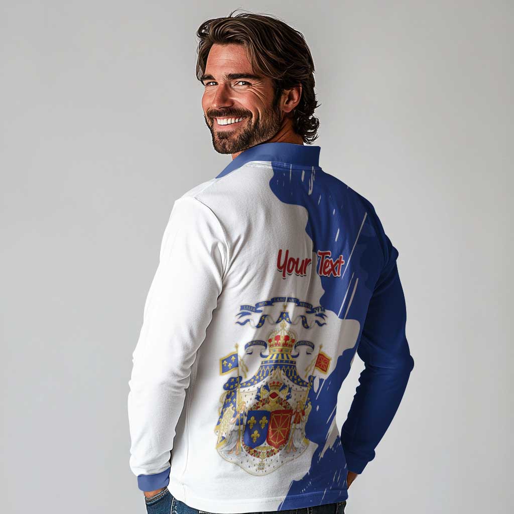 Personalised Saint-Domingue Long Sleeve Polo Shirt Coat Of Arms Grunge Style
