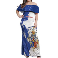 Personalised Saint-Domingue Off Shoulder Maxi Dress Coat Of Arms Grunge Style