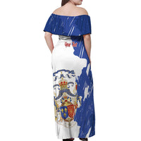 Personalised Saint-Domingue Off Shoulder Maxi Dress Coat Of Arms Grunge Style