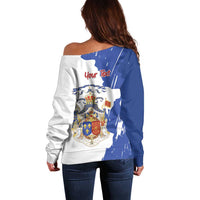 Personalised Saint-Domingue Off Shoulder Sweater Coat Of Arms Grunge Style