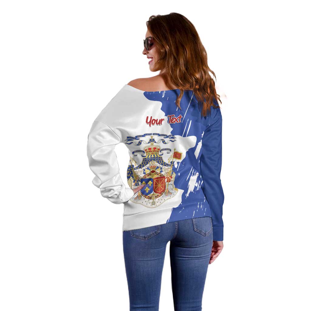 Personalised Saint-Domingue Off Shoulder Sweater Coat Of Arms Grunge Style