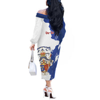 Personalised Saint-Domingue Off The Shoulder Long Sleeve Dress Coat Of Arms Grunge Style