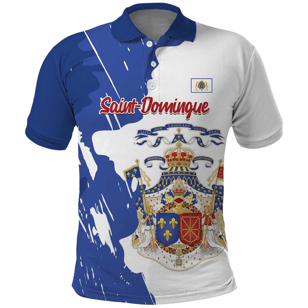 Personalised Saint-Domingue Polo Shirt Coat Of Arms Grunge Style