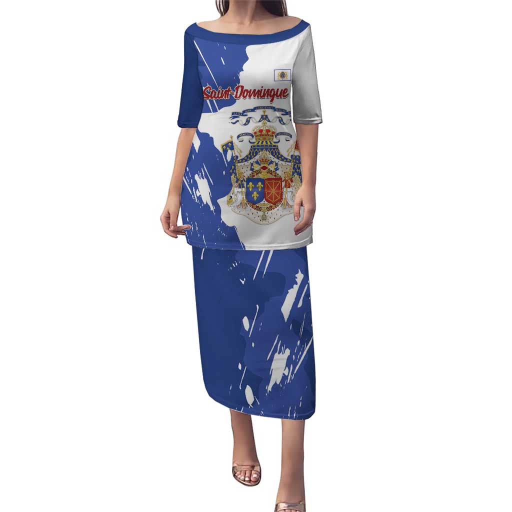 Personalised Saint-Domingue Puletasi Coat Of Arms Grunge Style