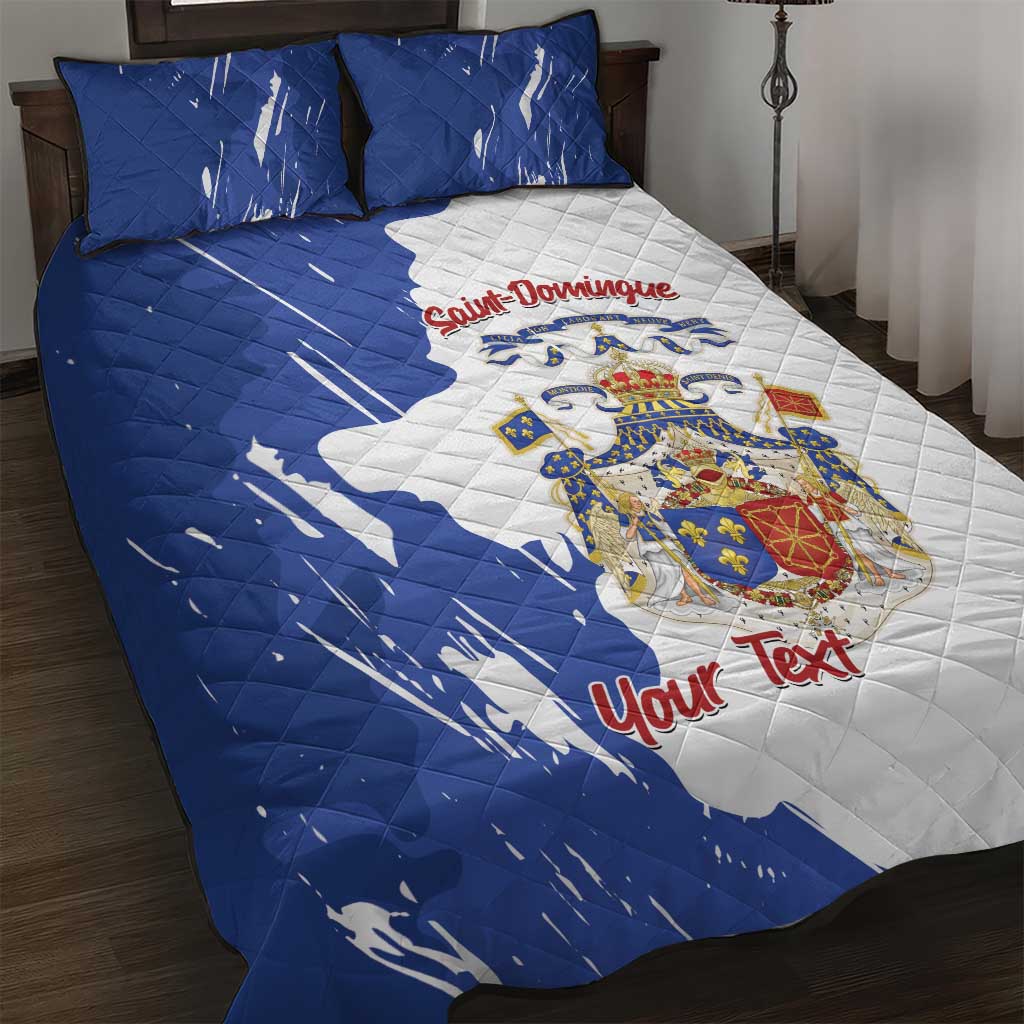 Personalised Saint-Domingue Quilt Bed Set Coat Of Arms Grunge Style