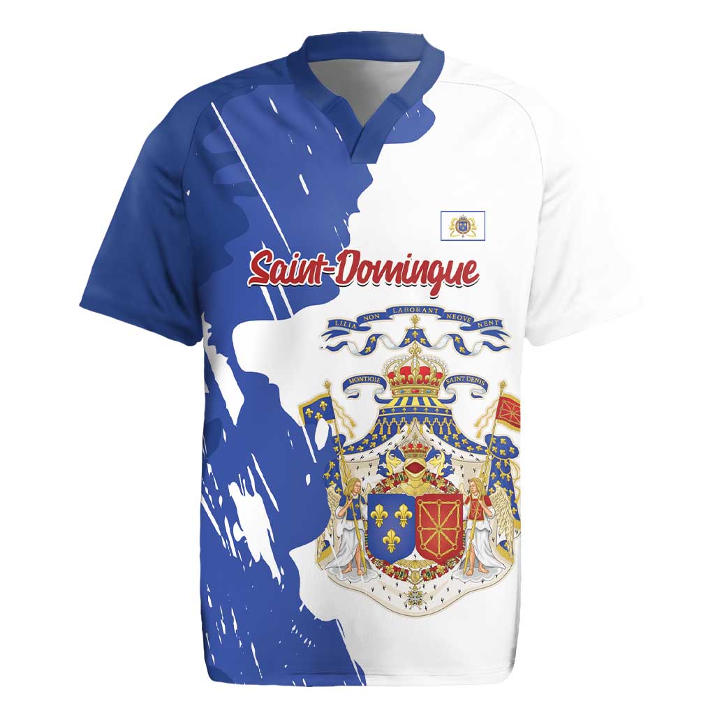Personalised Saint-Domingue Rugby Jersey Coat Of Arms Grunge Style