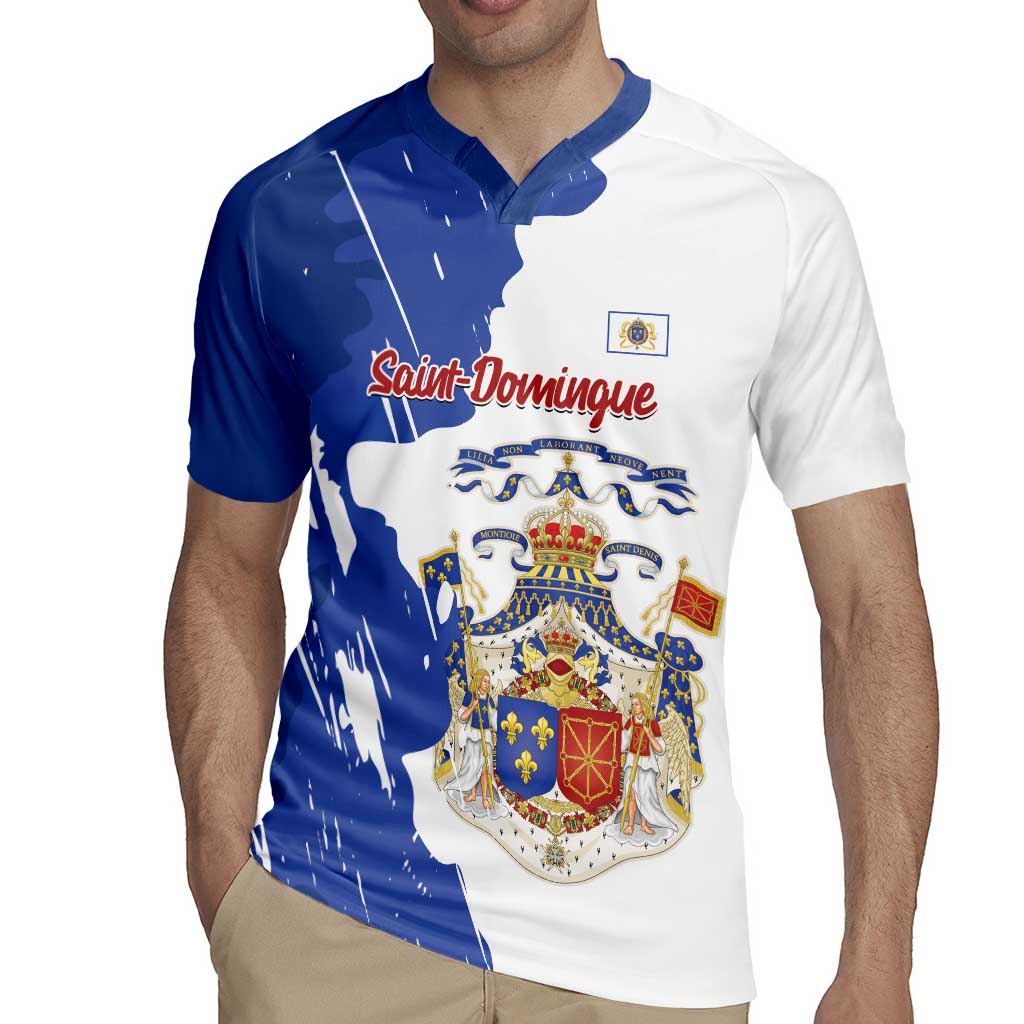 Personalised Saint-Domingue Rugby Jersey Coat Of Arms Grunge Style