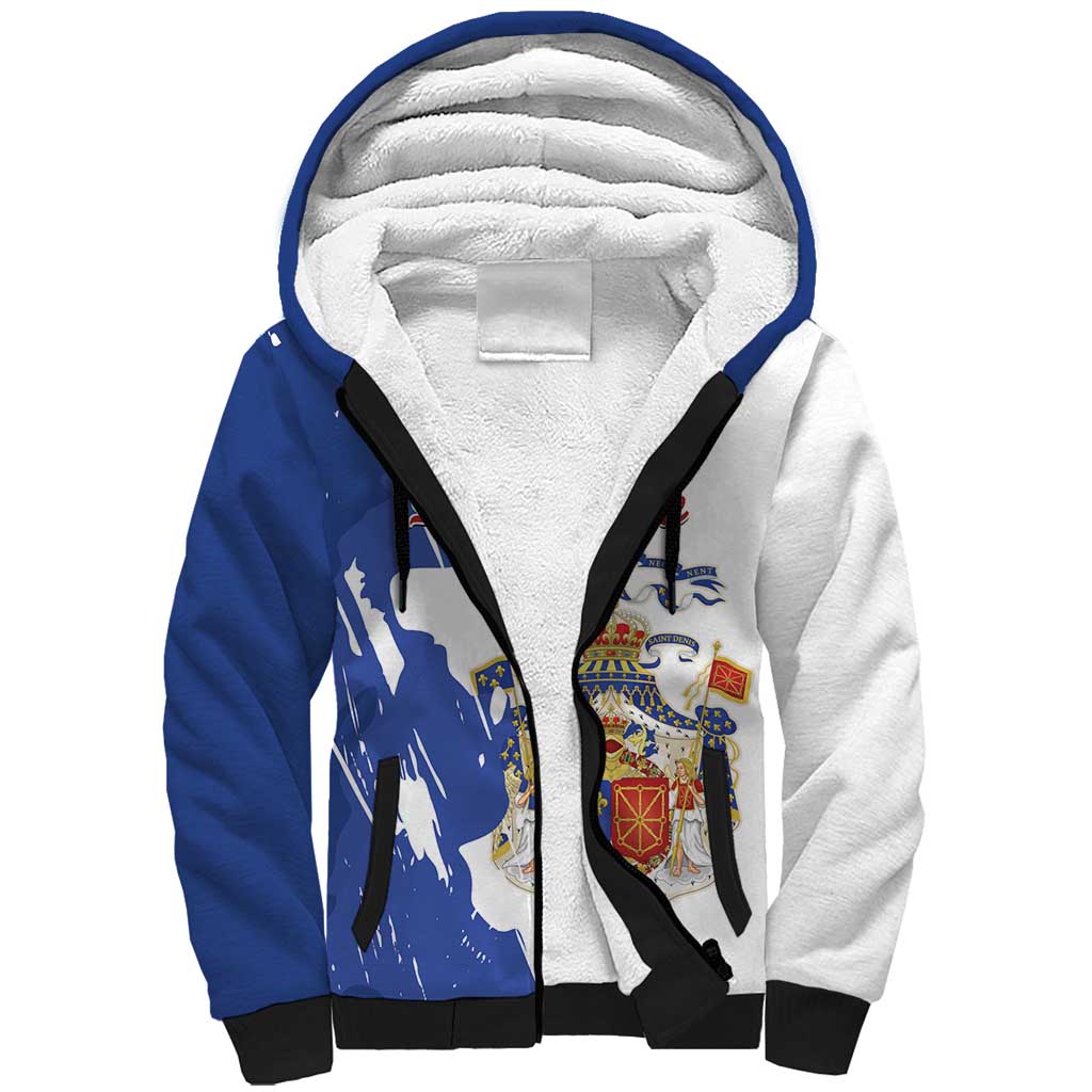 Personalised Saint-Domingue Sherpa Hoodie Coat Of Arms Grunge Style