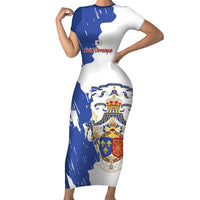 Personalised Saint-Domingue Short Sleeve Bodycon Dress Coat Of Arms Grunge Style