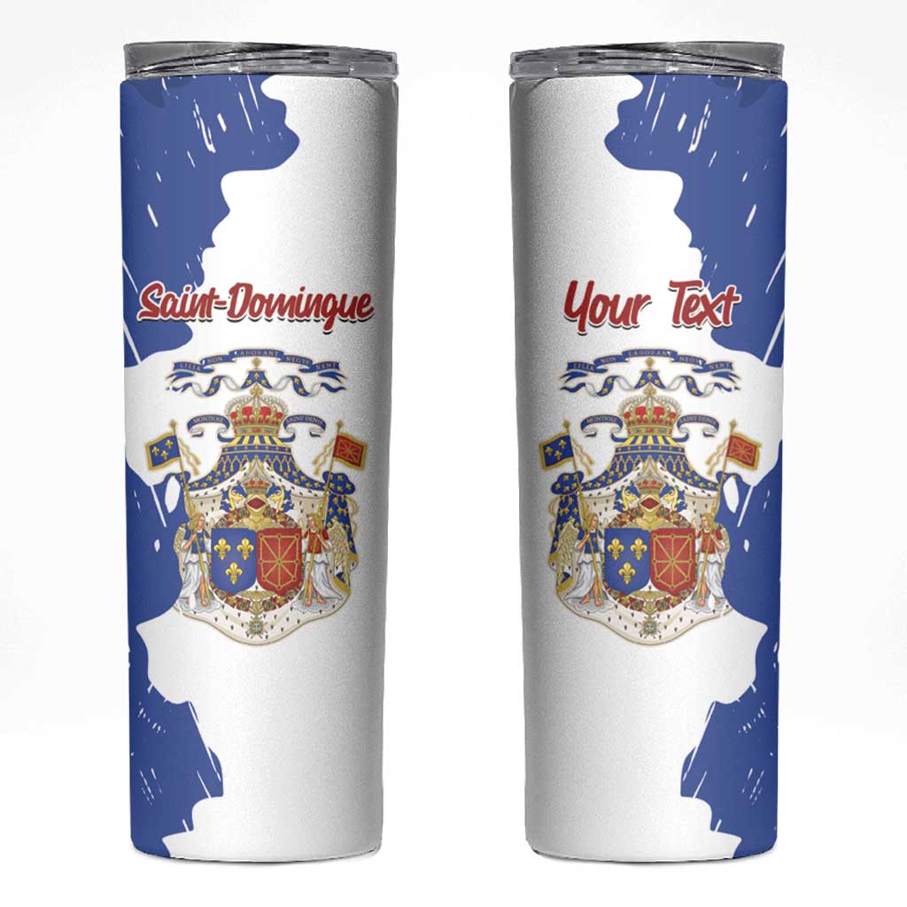 Personalised Saint-Domingue Skinny Tumbler Coat Of Arms Grunge Style