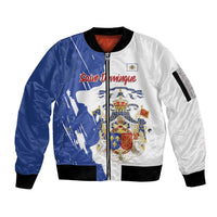 Personalised Saint-Domingue Sleeve Zip Bomber Jacket Coat Of Arms Grunge Style