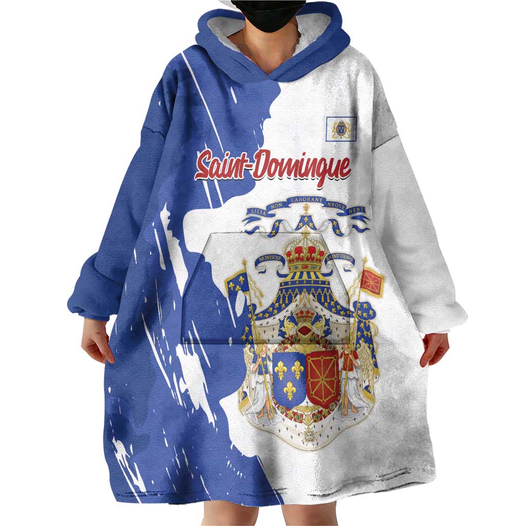 Personalised Saint-Domingue Wearable Blanket Hoodie Coat Of Arms Grunge Style