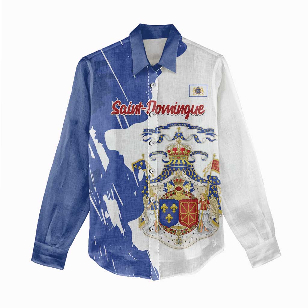 Personalised Saint-Domingue Women Casual Shirt Coat Of Arms Grunge Style
