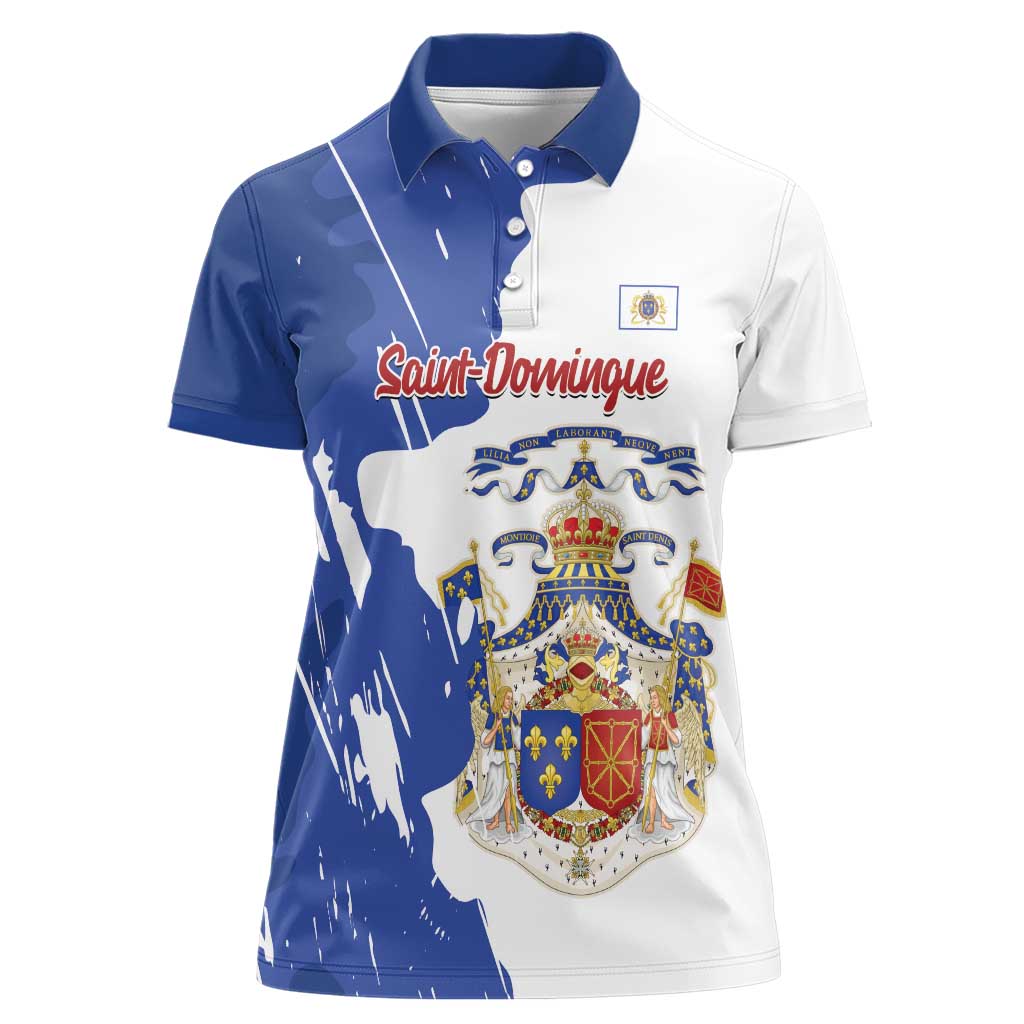 Personalised Saint-Domingue Women Polo Shirt Coat Of Arms Grunge Style
