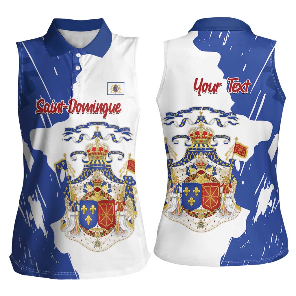 Personalised Saint-Domingue Women Sleeveless Polo Shirt Coat Of Arms Grunge Style