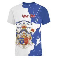 Personalised Saint-Domingue Women V-Neck T-Shirt Coat Of Arms Grunge Style