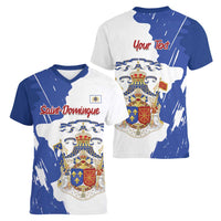 Personalised Saint-Domingue Women V-Neck T-Shirt Coat Of Arms Grunge Style