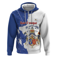Personalised Saint-Domingue Zip Hoodie Coat Of Arms Grunge Style