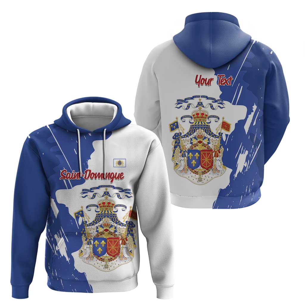 Personalised Saint-Domingue Zip Hoodie Coat Of Arms Grunge Style