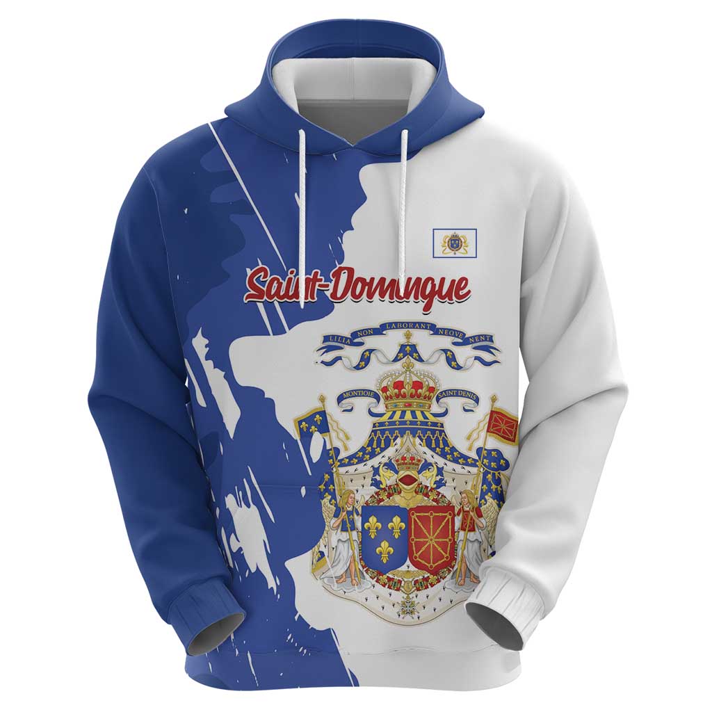 Personalised Saint-Domingue Zip Hoodie Coat Of Arms Grunge Style