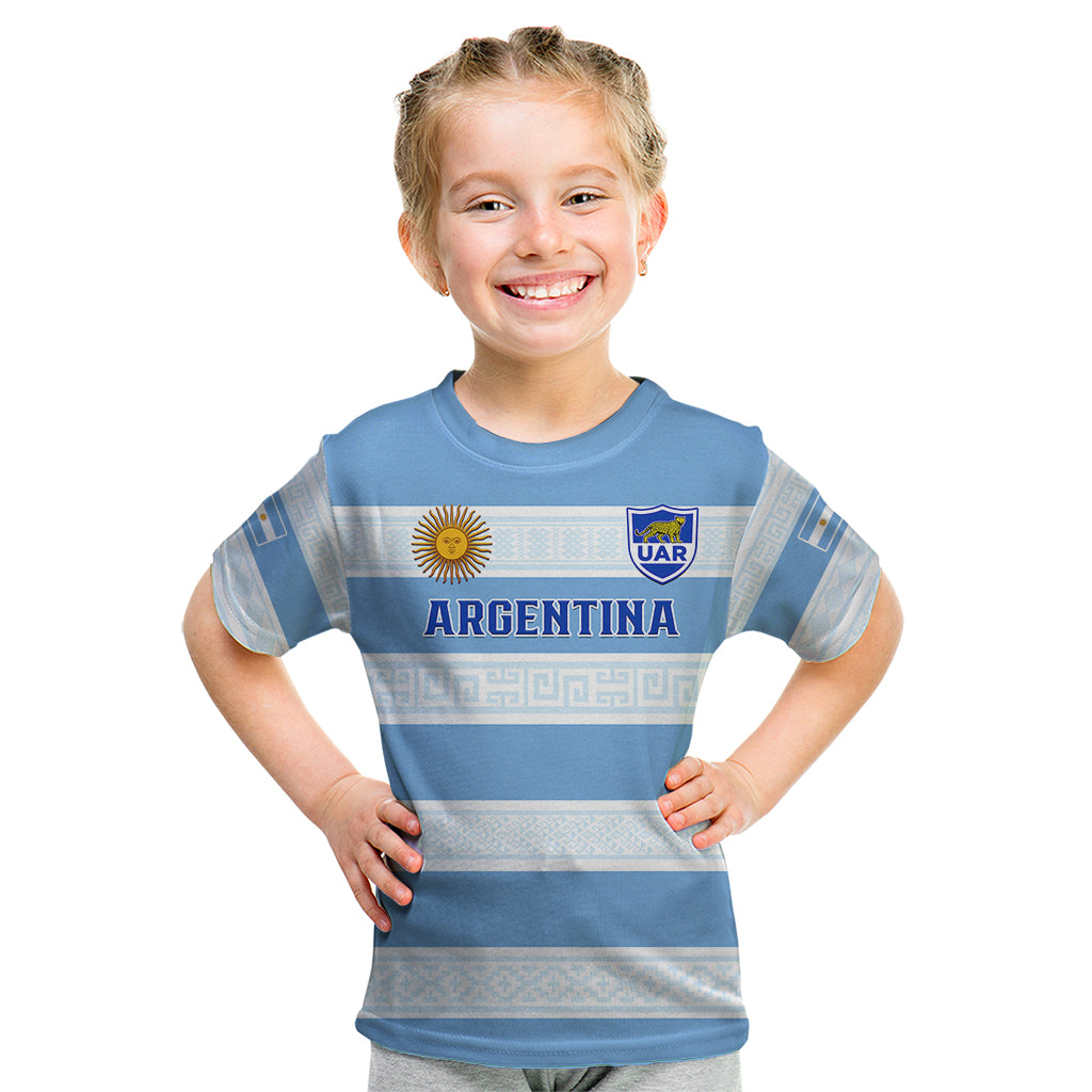 Personalised Argentina Rugby Kid T Shirt Los Pumas 2023 Go Champions Unique Style - Wonder Print Shop