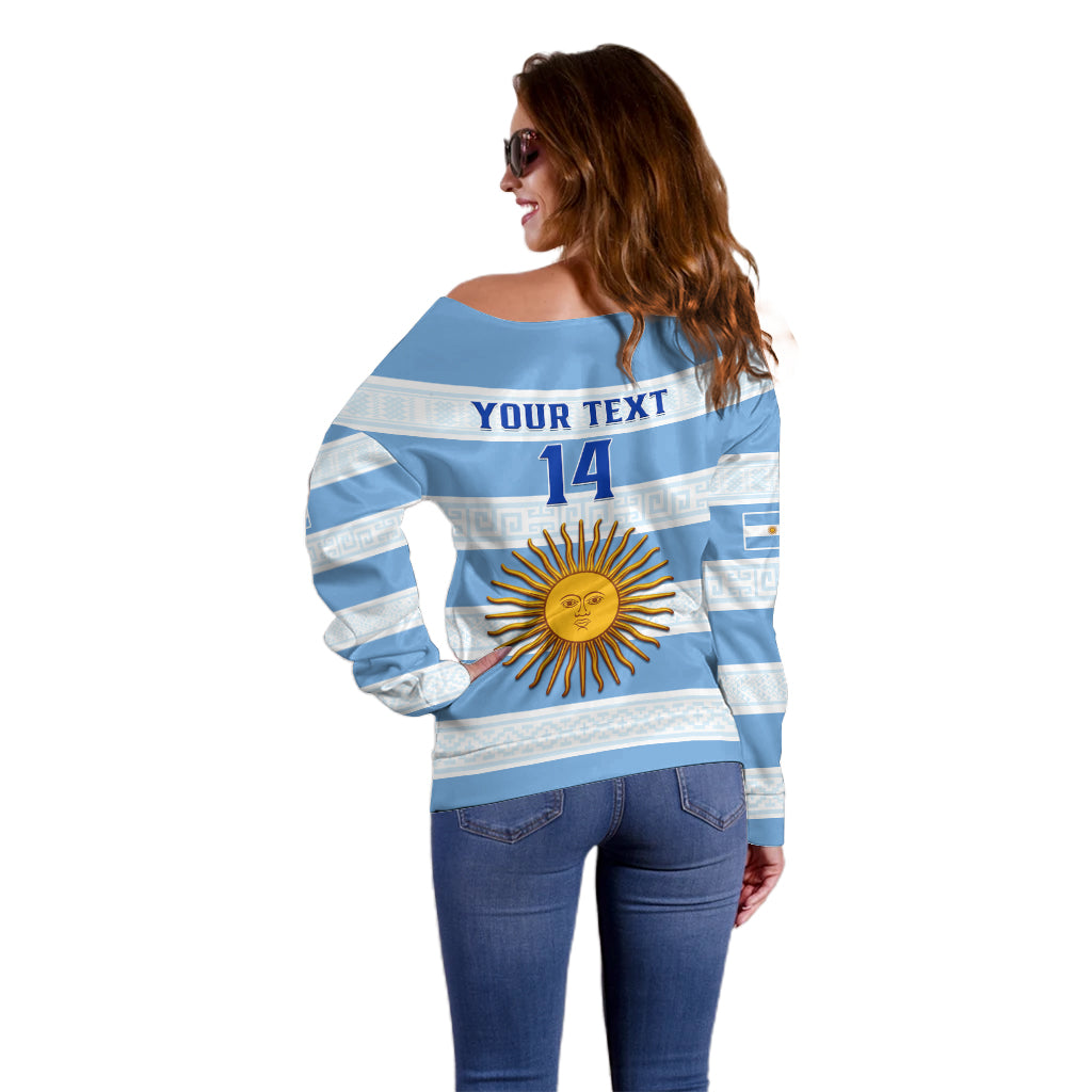 Personalised Argentina Rugby Off Shoulder Sweater Los Pumas 2023 Go Champions Unique Style - Wonder Print Shop