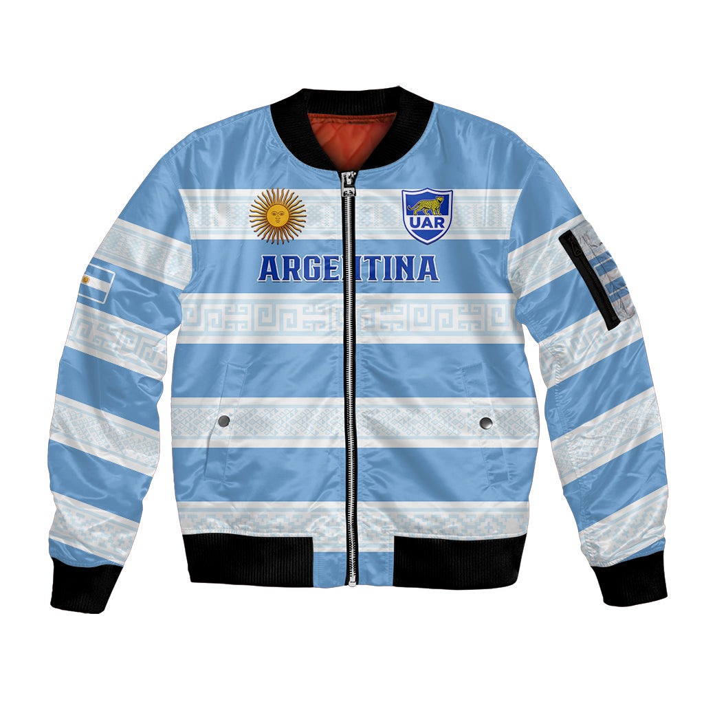 Personalised Argentina Rugby Sleeve Zip Bomber Jacket Los Pumas 2023 Go Champions Unique Style - Wonder Print Shop