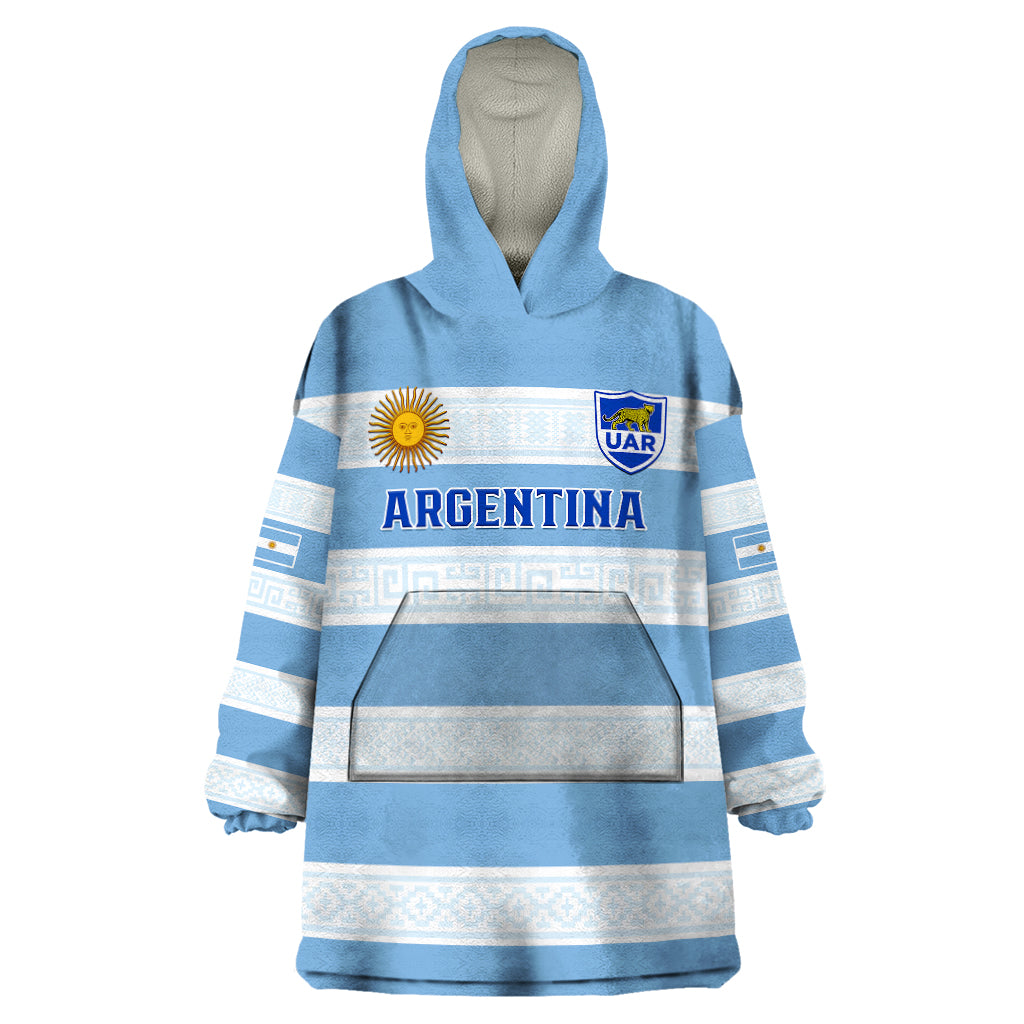 Personalised Argentina Rugby Wearable Blanket Hoodie Los Pumas 2023 Go Champions Unique Style - Wonder Print Shop