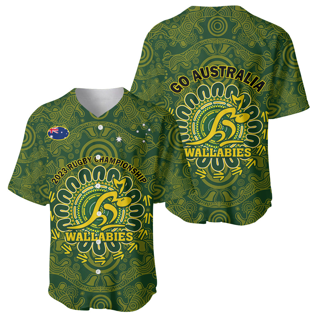 Australia Rugby Baseball Jersey Wallabies 2023 Go Champions Indigenous Art - Wonder Print Shop