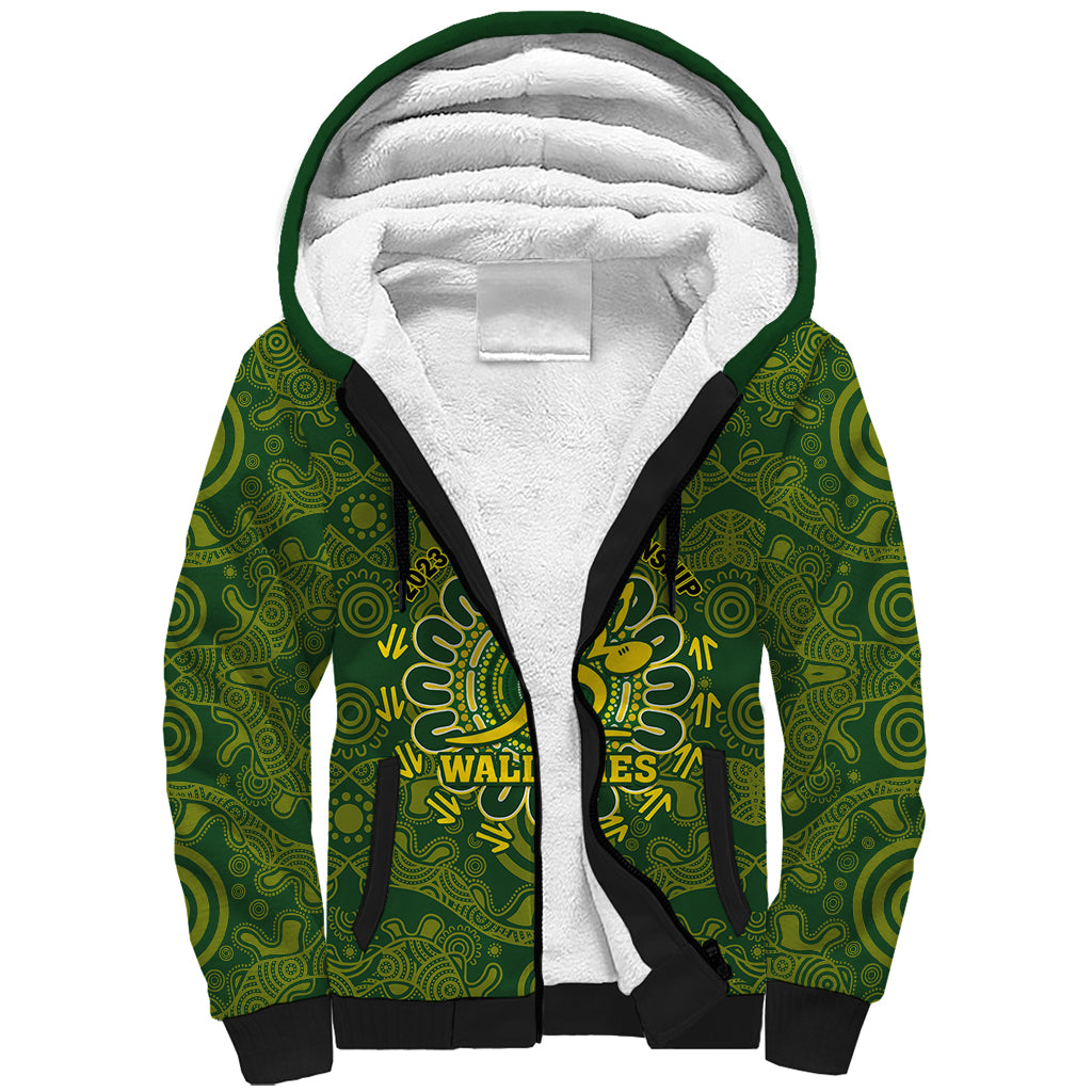 Australia Rugby Sherpa Hoodie Wallabies 2023 Go Champions Indigenous Art - Wonder Print Shop