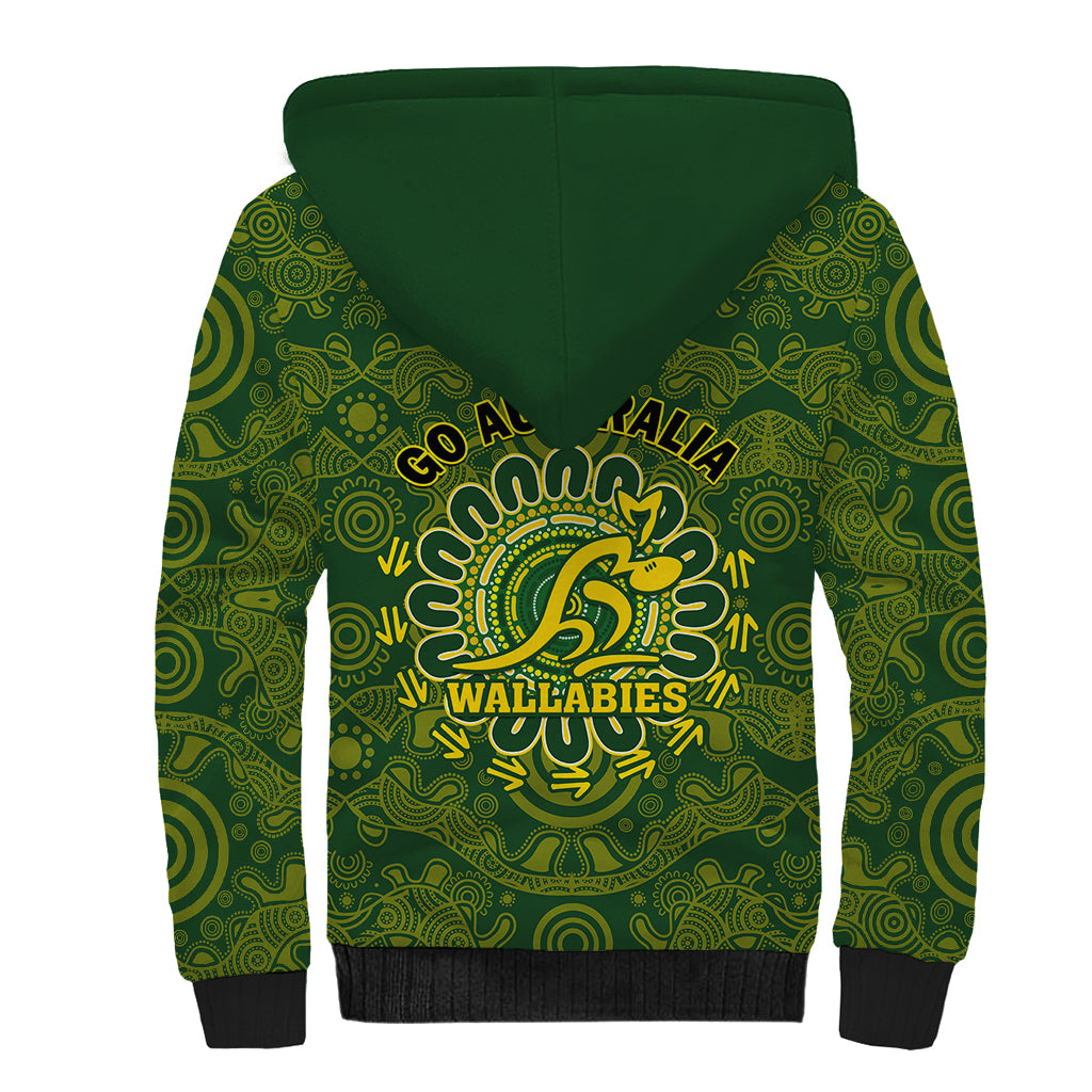Australia Rugby Sherpa Hoodie Wallabies 2023 Go Champions Indigenous Art - Wonder Print Shop