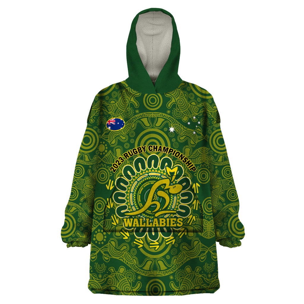 Australia Rugby Wearable Blanket Hoodie Wallabies 2023 Go Champions Indigenous Art - Wonder Print Shop