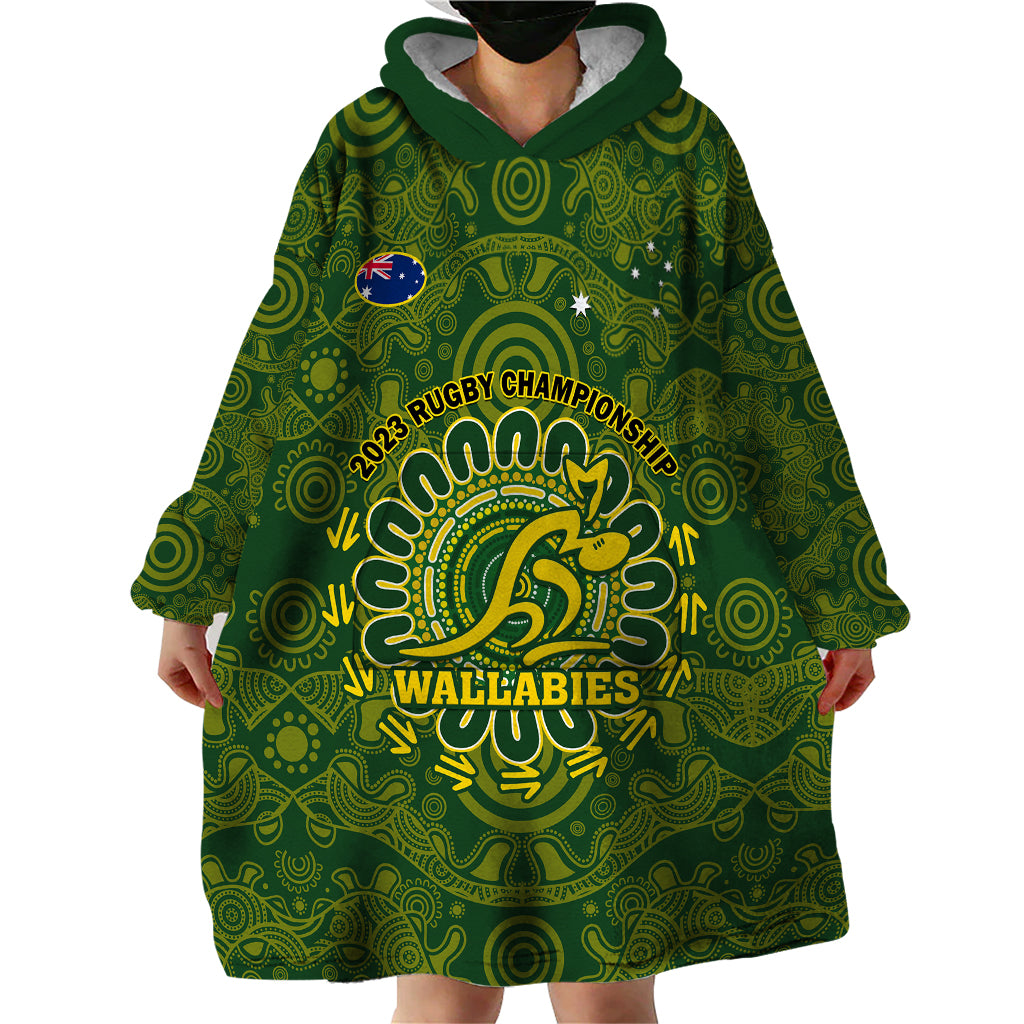 Australia Rugby Wearable Blanket Hoodie Wallabies 2023 Go Champions Indigenous Art - Wonder Print Shop