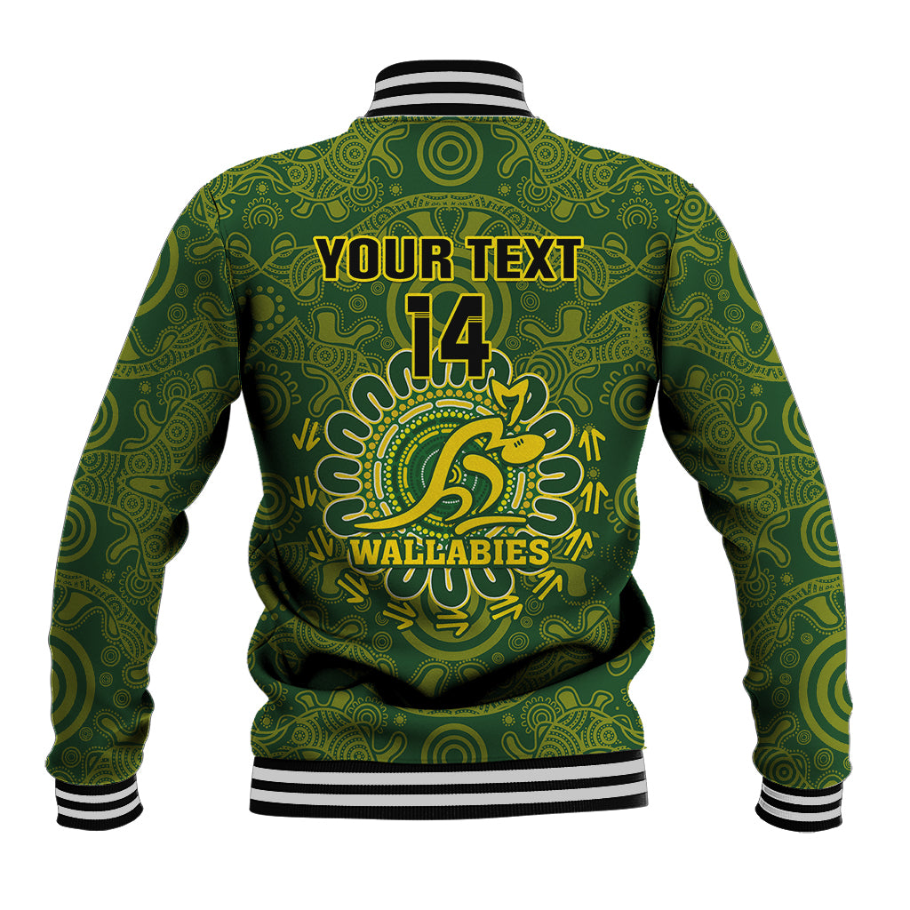 Personalised Australia Rugby Baseball Jacket Wallabies 2023 Go Champions Indigenous Art - Wonder Print Shop