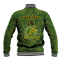 Personalised Australia Rugby Baseball Jacket Wallabies 2023 Go Champions Indigenous Art - Wonder Print Shop