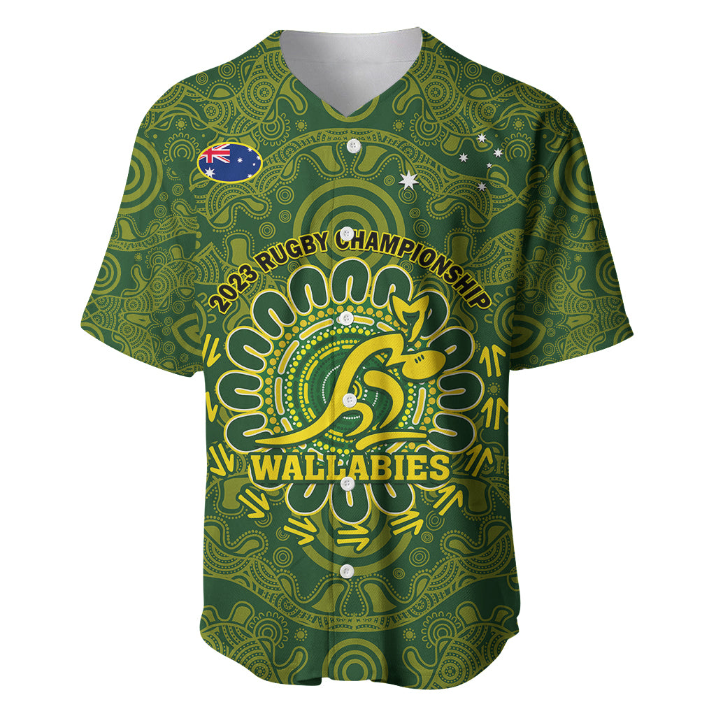 Personalised Australia Rugby Baseball Jersey Wallabies 2023 Go Champions Indigenous Art - Wonder Print Shop