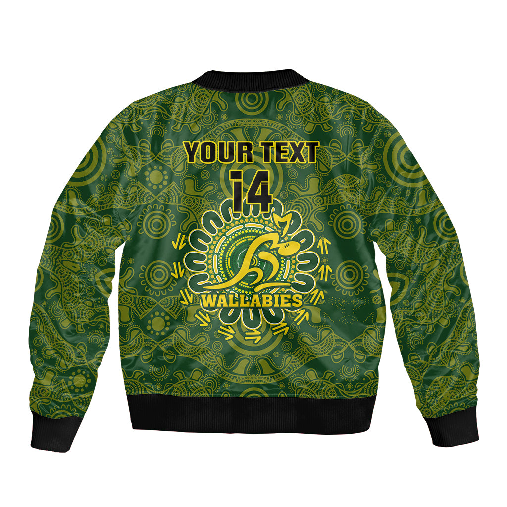 Personalised Australia Rugby Bomber Jacket Wallabies 2023 Go Champions Indigenous Art - Wonder Print Shop