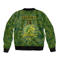 Personalised Australia Rugby Bomber Jacket Wallabies 2023 Go Champions Indigenous Art - Wonder Print Shop